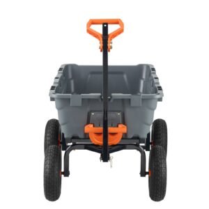 garden cart, durable poly dump cart with simple assembly steel frame, versatile dump wagon with dual function handle, 6.48 cu.ft utility barrow 1200 lbs load, 13 inch wheels