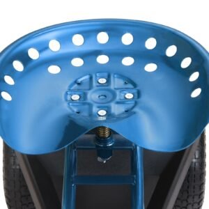 garden cart rolling workseat with wheels, gardening stool for planting, 360 degree swivel seat, wagon scooter with steering handle & utility tool tray, use for patio, yard, and outdoors, blue