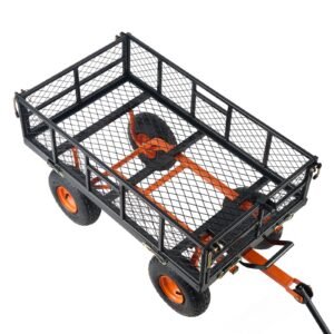garden cart, sturdy metal utility wagon with simple assembly, versatile dump cart with dual function handle, wheelbarrow with 400 lbs load capacity, equipped with 10" wheels