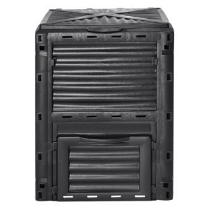 garden compost bin 80 gal, bpa free composter, large capacity outdoor composting bin with top lid and bottom door, easy assembling, lightweight, fast creation of fertile soil