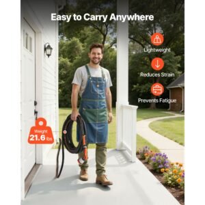 garden hose, 150 ft 5/8" heavy duty rubber water hose with 10 mode nozzle, 150psi working & 600psi burst, flexible & non kink outdoor waterhose with 3/4" fitting, lightweight hoses for gardening