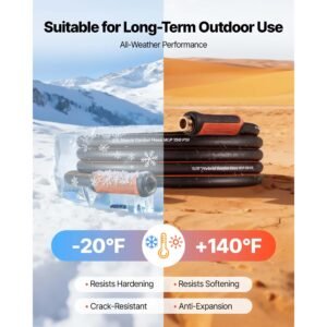 garden hose, 25 ft 5/8" heavy duty 4 layer rubber water hose, 150psi working & 600psi burst, flexible & non kink outdoor waterhose with 3/4" fitting, lightweight hoses for gardening cleaning