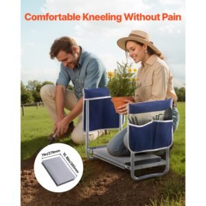 garden kneeler and seat, 11 in wide kneeling pad, heavy duty garden kneeling stool, folding garden seat with 2 tool bags, relieve knee & back pain, non slip garden bench for women grandparents