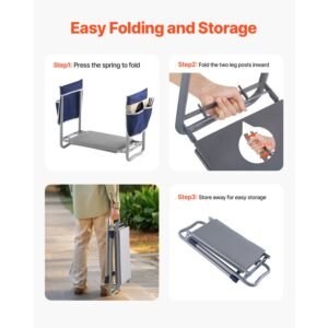 garden kneeler and seat, 11 in wide kneeling pad, heavy duty garden kneeling stool, folding garden seat with 2 tool bags, relieve knee & back pain, non slip garden bench for women grandparents