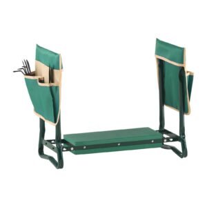 garden kneeler and seat, 6 in wide kneeling pad, heavy duty garden kneeling stool, folding garden seat with 2 tool bags, relieve knee & back pain, portable garden bench for women grandparents