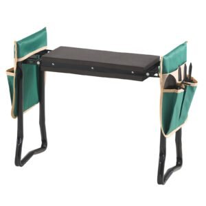 Garden Kneeler and Seat, 8 in Wide Kneeling Pad, Heavy Duty Garden Kneeling Stool, Folding Garden Seat with 2 Tool Bags, Relieve Knee & Back Pain, Portable Garden Bench for Women Grandparents
