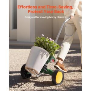 garden pot mover, heavy duty plant dolly cart with adjustable grabbing arm, max 143 lbs weight capacity, potted plant mover dolly with suction cup and secure lock, fits for indoor & outdoor use