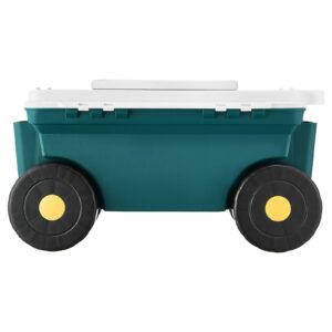 garden scooter with seat, 2 in 1 rolling garden cart with storage bin, supports up to 227 lbs, outdoor wagon with handle, lightweight storage gardening stool for yard weeding planting