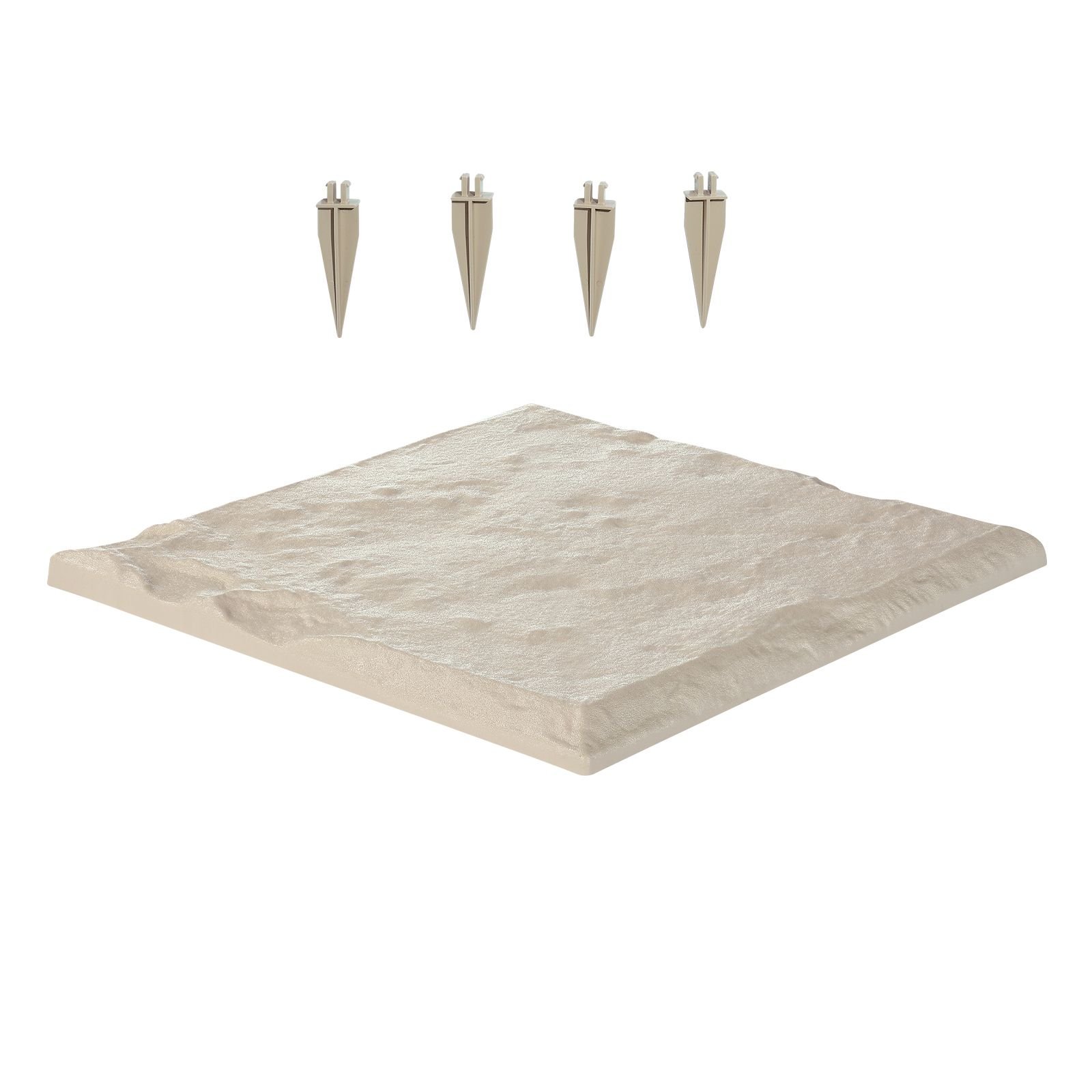 garden stepping stones, 16pcs 15.5 x 15.5 in, decorative stepping stones with stakes, weather resistant plastic pathway pavers, smooth surface, outdoor walkway for lawn patio landscape, beige
