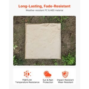 garden stepping stones, 16pcs 15.5 x 15.5 in, decorative stepping stones with stakes, weather resistant plastic pathway pavers, smooth surface, outdoor walkway for lawn patio landscape, beige