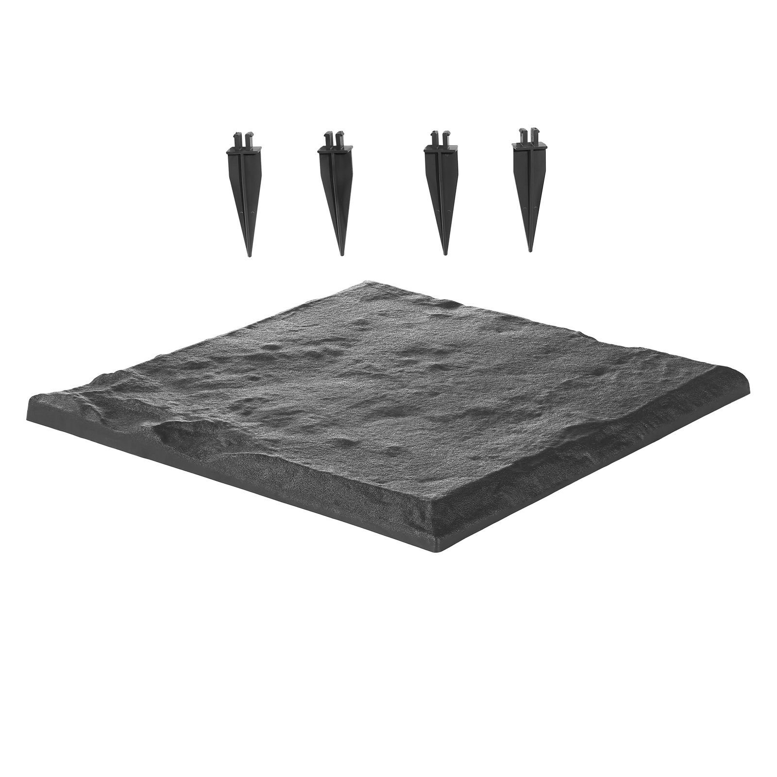 garden stepping stones, 16pcs 15.5 x 15.5 in, decorative stepping stones with stakes, weather resistant plastic pathway pavers, smooth surface, outdoor walkway for lawn patio landscape, grey