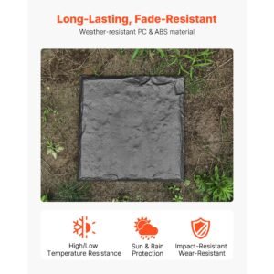 garden stepping stones, 16pcs 15.5 x 15.5 in, decorative stepping stones with stakes, weather resistant plastic pathway pavers, smooth surface, outdoor walkway for lawn patio landscape, grey