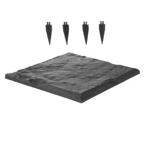 Garden Stepping Stones, 4Pcs 15.5 x 15.5 in, Decorative Stepping Stones with Stakes, Weather-Resistant Plastic Pathway Pavers, Smooth Surface, Outdoor Walkway for Lawn Patio Landscape, Grey