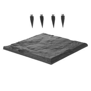 Garden Stepping Stones, 8Pcs 15.5 x 15.5 in, Decorative Stepping Stones with Stakes, Weather-Resistant Plastic Pathway Pavers, Smooth Surface, Outdoor Walkway for Lawn Patio Landscape, Grey