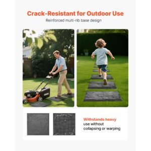 garden stepping stones, 8pcs 15.5 x 15.5 in, decorative stepping stones with stakes, weather resistant plastic pathway pavers, smooth surface, outdoor walkway for lawn patio landscape, grey