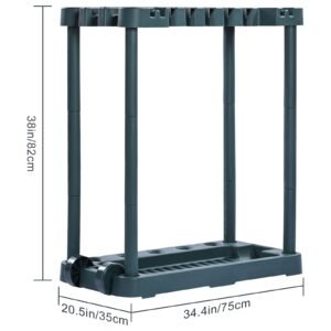 garden tool organizer, 10 slots, yard tool tower rack for garage organization and storage, hold long handled tool/rake/broom/shovel, pp garden tool stand holder organizer for yard, shed, outdoor