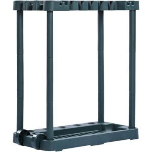 garden tool organizer, 10 slots, yard tool tower rack for garage organization and storage, hold long handled tool/rake/broom/shovel, pp garden tool stand holder organizer for yard, shed, outdoor