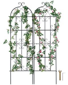 Garden Trellis for Climbing Plants, 71 x 20 in, 2 Packs Rustproof Metal Garden Flower Trellis, Outdoor Climbing Rose Trellis Cucumbers Support, Decorative Clematis Trellis for Courtyards Lawns