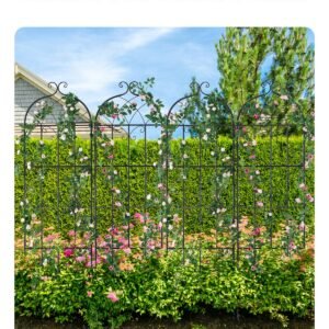 garden trellis for climbing plants, 71 x 20 in, 4 packs rustproof metal garden flower trellis, outdoor climbing rose trellis cucumbers support, decorative clematis trellis for courtyards lawns