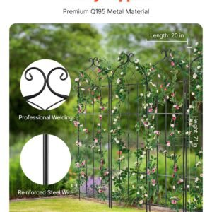garden trellis for climbing plants, 71 x 20 in, 6 packs rustproof metal garden flower trellis, outdoor climbing rose trellis cucumbers support, decorative clematis trellis for courtyards lawns