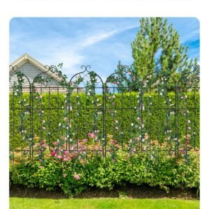 garden trellis for climbing plants, 71 x 20 in, 6 packs rustproof metal garden flower trellis, outdoor climbing rose trellis cucumbers support, decorative clematis trellis for courtyards lawns