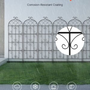 garden trellis for climbing plants, 71 x 20 in, 6 packs rustproof metal garden flower trellis, outdoor climbing rose trellis cucumbers support, decorative clematis trellis for courtyards lawns