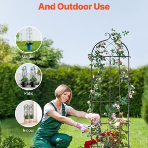 garden trellis for climbing plants, 71 x 20 in, 6 packs rustproof metal garden flower trellis, outdoor climbing rose trellis cucumbers support, decorative clematis trellis for courtyards lawns