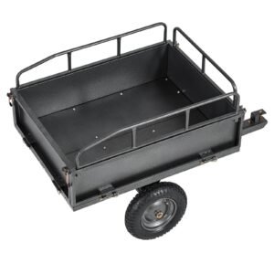 Garden Utility Trailer, 10 Cu. Ft & 500lbs Capacity, ATV UTV Hauling Trailer, Tow Behind Steel Dump Cart with 14" Tires, Hand Pull or Foot Pedal, Heavy Duty Yard Trailers for Lawn Mower Tractor