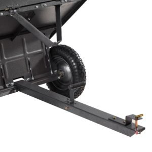 garden utility trailer, 10 cu. ft & 500lbs capacity, atv utv hauling trailer, tow behind steel dump cart with 14" tires, hand pull or foot pedal, heavy duty yard trailers for lawn mower tractor