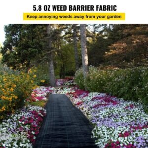 garden weed barrier fabric, 5.8 oz heavy duty landscape fabric, 4ft x 100ft weed block control for garden ground cover, woven geotextile fabric for landscaping, gardening, underlayment, black