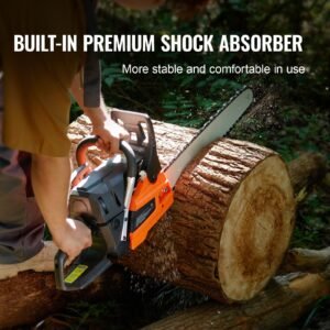 gas chainsaw, 52cc 18" 2.55hp, gasoline powered chain saw, handheld cordless petrol chainsaws for tree wood branch cutting, tree trimming, land clearing, farm garden ranch forest cutting use