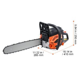 gas chainsaw, 58cc 20" 3.22hp, gasoline powered chain saw, handheld cordless petrol chainsaws for tree wood branch cutting, tree trimming, land clearing, farm garden ranch forest cutting use