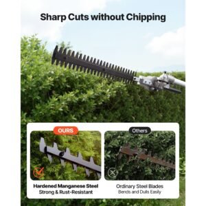 gas hedge trimmer, 2 cycle gas power handheld hedge trimmer, 5 in 1 63cc cordless weed eater with protective gear set, includes hedge and string trimmer, brush cutter(3t & 40t blades), pole saw