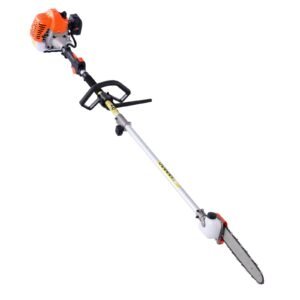 gas hedge trimmer, 2 cycle gas power handheld trimmer, 6 in 1 26cc weed eater with extension pole & protective gear set, includes hedge & string trimmer, brush cutter(3t & 40t), edger, pole saw