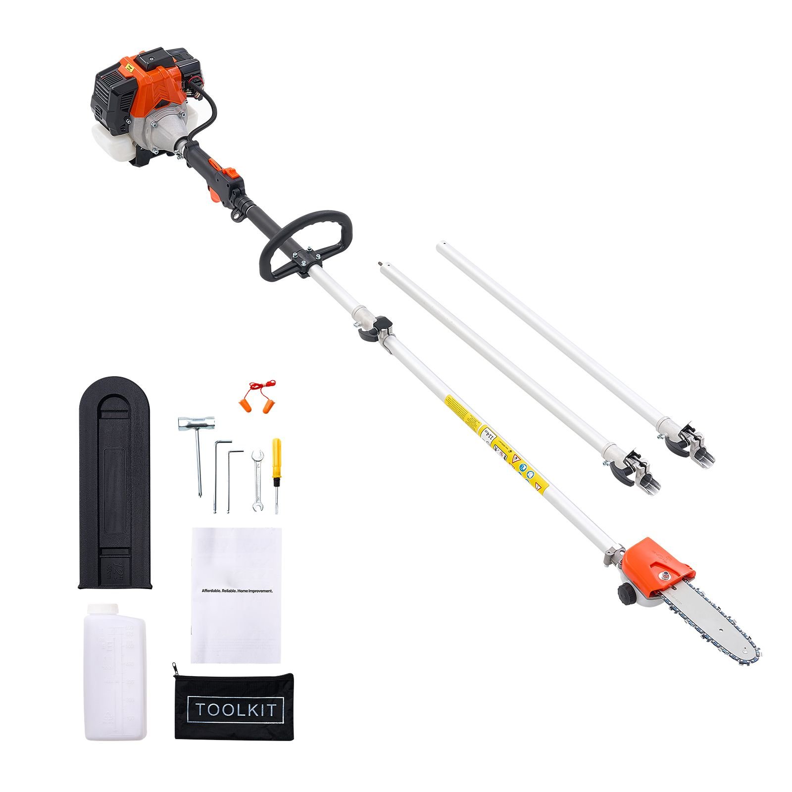 gas pole saw, 33cc 2 stroke gas powered pole saws with 8 in cutting bar, cordless tree trimmer with 30 fl.oz fuel tank, 6.7 to 11.6 ft extendable, powerful chainsaw for tree trimming pruning