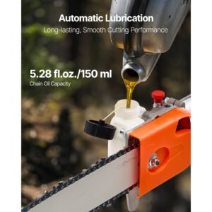 gas pole saw, 43cc 2 stroke gas powered pole saws with 12 in cutting bar, cordless tree trimmer with rotatable head, 7.1 to 12 ft extendable, powerful chainsaw for tree trimming pruning