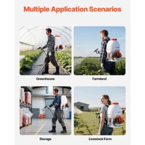 gas powered backpack sprayer, 26.5cc 0.9hp engine, garden sprayer with 5 gallon tank, large area coverage, lawn spraying machine with 24 in wand & nozzles for efficient gardening & farming
