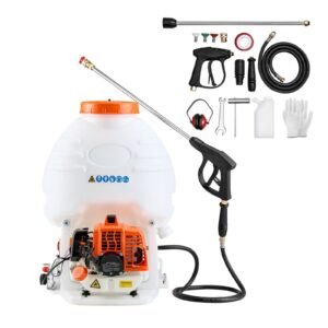 Gas Powered Backpack Sprayer, 26.5CC 0.9HP Engine, Garden Sprayer with 5 Gallon Tank, Large Area Coverage, Lawn Spraying Machine with 24 in Wand & Nozzles for Efficient Gardening & Farming