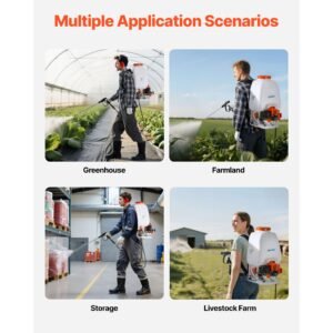 gas powered backpack sprayer, 26.5cc 0.9hp engine, garden sprayer with 6.5 gallon tank, large area coverage, lawn spraying machine with 24 in wand & nozzles for efficient gardening & farming