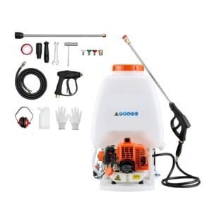 Gas Powered Backpack Sprayer, 26.5CC 0.9HP Engine, Garden Sprayer with 6.5 Gallon Tank, Large Area Coverage, Lawn Spraying Machine with 24 in Wand & Nozzles for Efficient Gardening & Farming