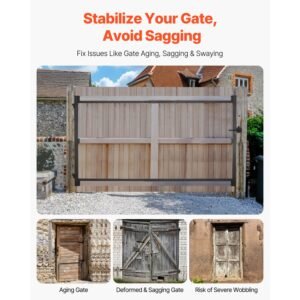 gate building kit, fits 40 to 72 in wide openings, up from 4 to 5 ft high fence, adjustable gate building kit, anti sag full gate frame kit with latch lock and screws, for wooden fence, iron