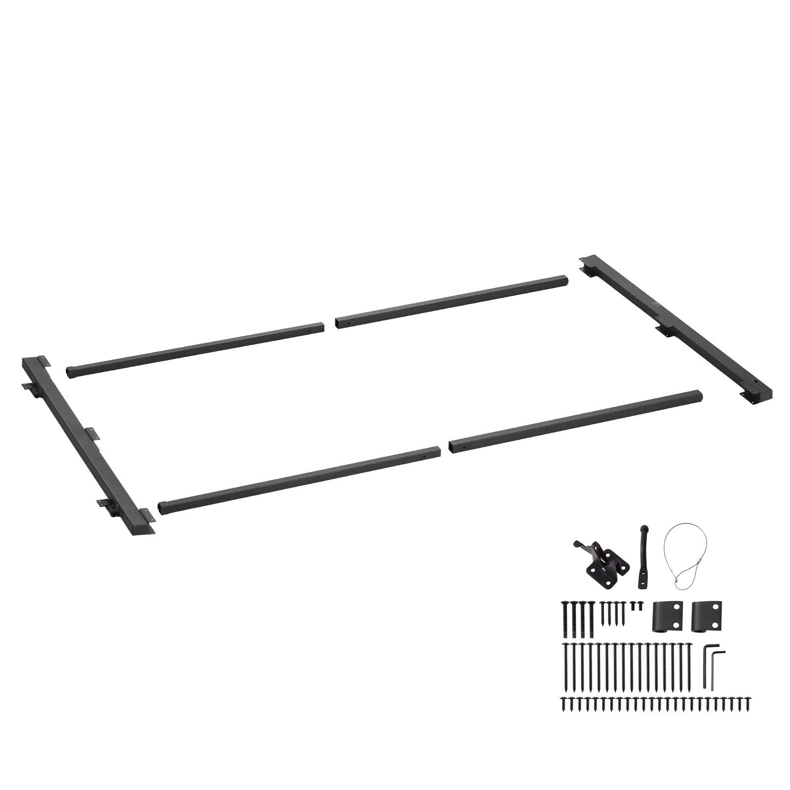 gate building kit, fits 40 to 72 in wide openings, up from 4 to 5 ft high fence, adjustable gate building kit, anti sag full gate frame kit with latch lock and screws, for wooden fence, iron