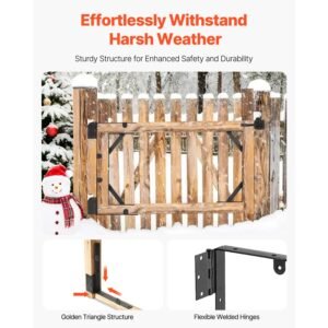 gate corner brace bracket, 2 sets, anti sag gate frame hardware kit, gate frame brace bracket with latch lock, screws, for shed doors, corral gates, driveway gates, wood windows, iron, black