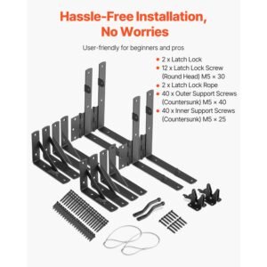 gate corner brace bracket, 2 sets, anti sag gate frame hardware kit, gate frame brace bracket with latch lock, screws, for shed doors, corral gates, driveway gates, wood windows, iron, black