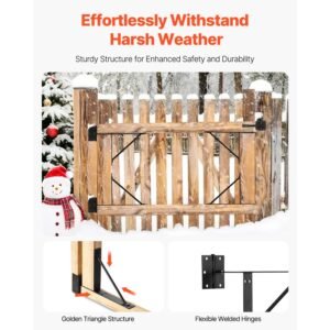 gate corner brace bracket, anti sag gate frame hardware kit, gate frame brace bracket with latch lock, latch lock rope, for shed doors, corral gates, driveway gates, stable gates, iron, black