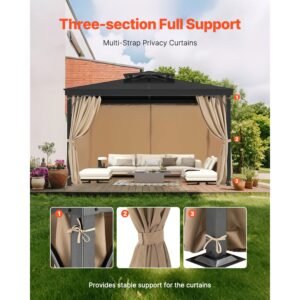 gazebo curtains outdoor 12 x 10 x 73 gazebos 4 panel sidewall gazebo privacy curtains with zippers outdoor curtain replacement for patio canopy only curtain khaki 5.jpg