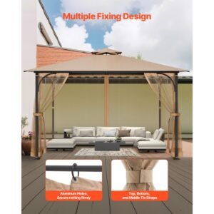 gazebo netting replacement, fit most 10x12x7.3 ft gazebo, outdoor garden gazebo net, 4 panel sidewall mesh gazebo curtain, patio midge netting with double zipper, canopy screen (netting only)