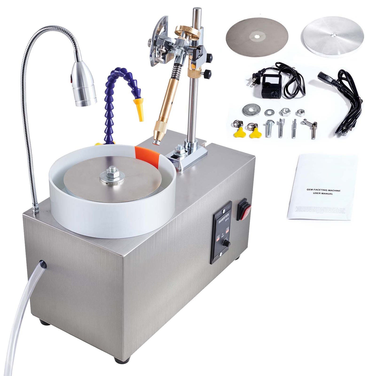 gem faceting machine, 180w jade grinding polishing machine 0 2980rpm adjustable rotating speed, rock jewel angle polisher with precise mechanical manipulator & scale gem jade stone crystal