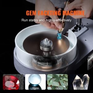 gem faceting machine, 2800rpm jade grinding polishing machine, 180w 110v rock polisher jewel angle polisher, with faceted manipulator and 1 bag of triangle abrasive for jewelry polisher
