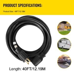 generator extension cord 40 foot 10 gauge extension wire 30 amp sjtw cable